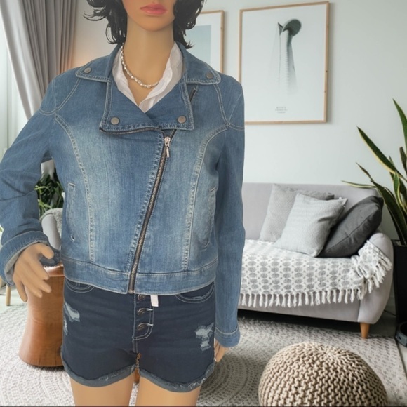 Asymmetrical Cropped Jean Jacket MNG by Mango - Picture 3 of 14
